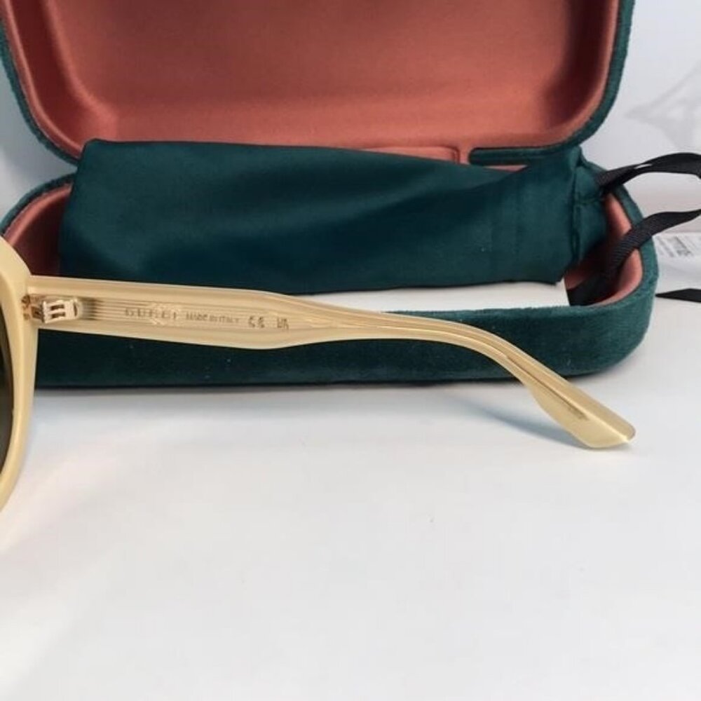 New ✨ Authentic Gucci GG1081S 004 Round Sunglasses – Yellow Frame with Brown Len - Picture 13 of 14
